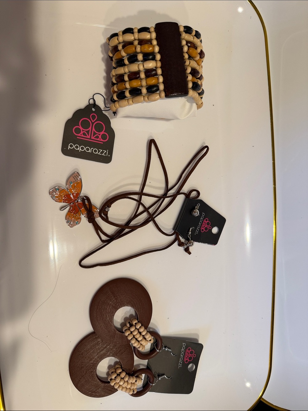 paparazzi Brown, Cream and Orange Hair & Jewelry Accessory Set